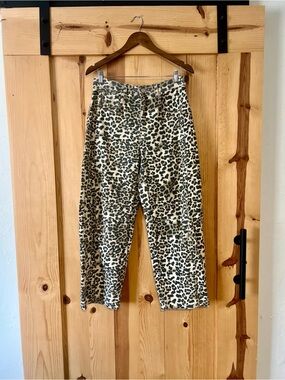 bohme Leopard Print Wide Leg Pants in Cream and Black Bohme Size M